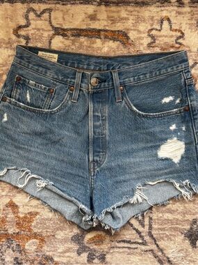 Levi's Distressed Denim Cutoff Shorts - Blue
